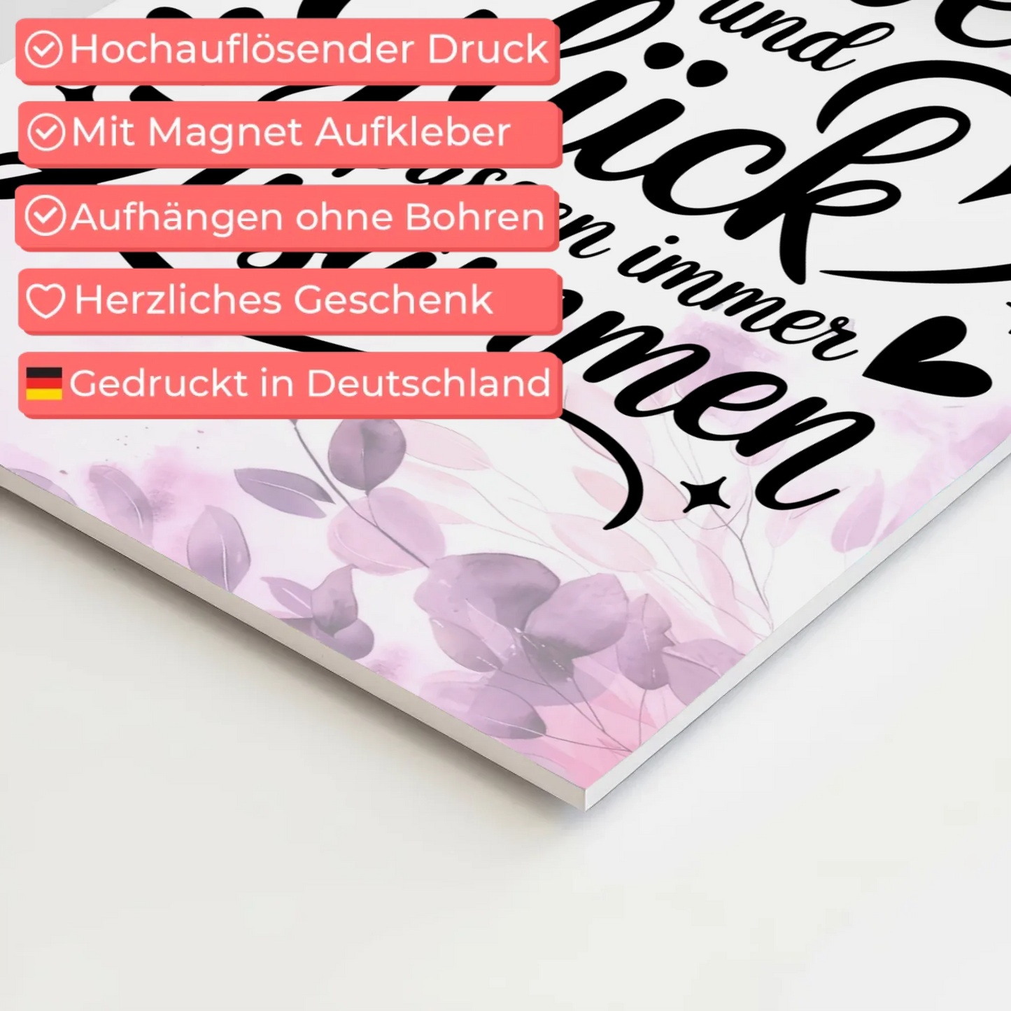 Spruch Fotoboard Magnet Wandbild Liebe Glück Geschenk