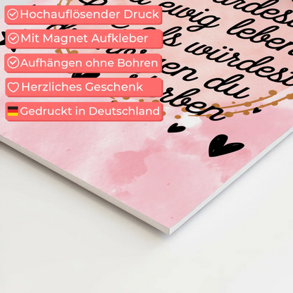 Magnet Poster Spruch Träume Lebe Ewig Leben Morgen