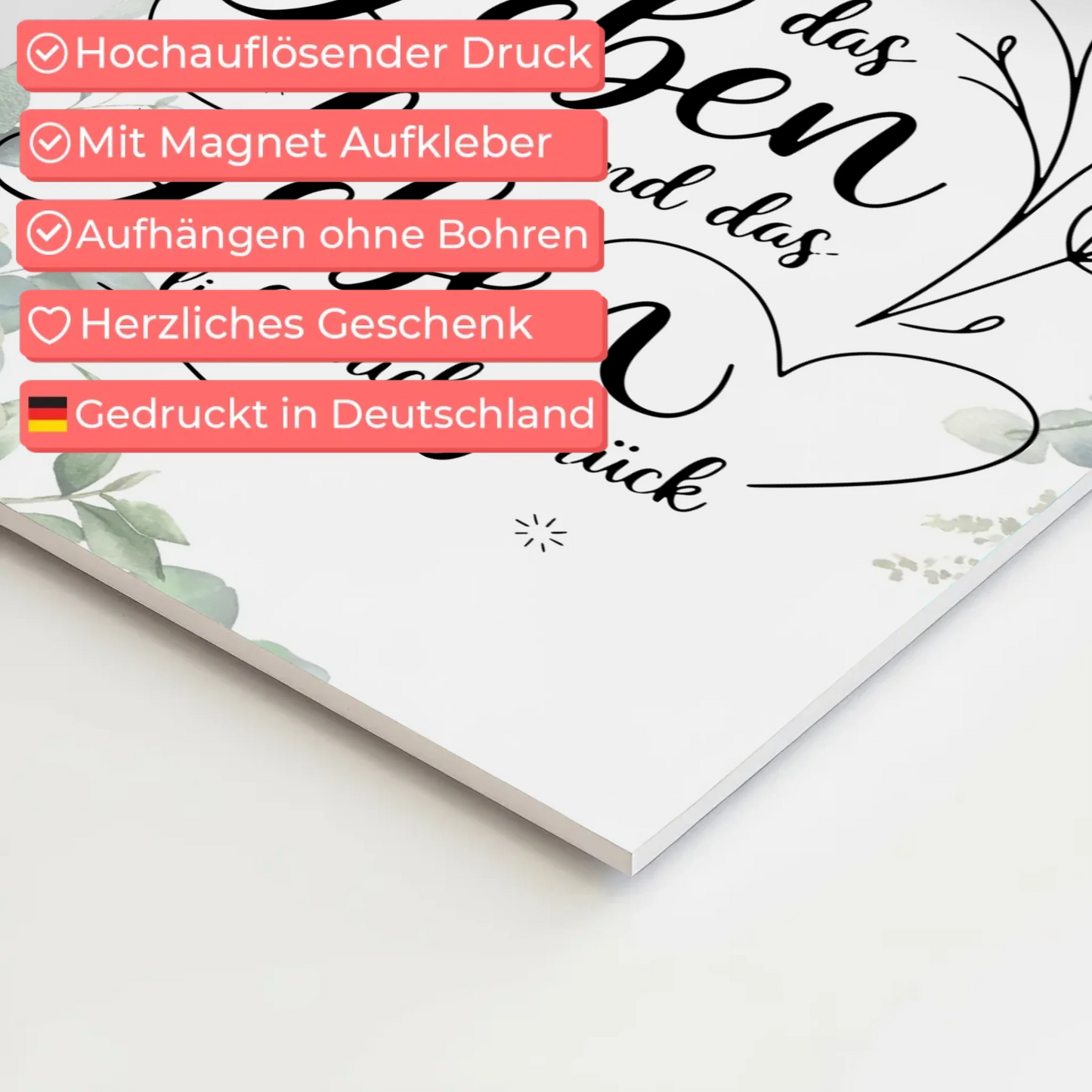 Affirmation Magnet Poster Spruch Ich liebe das Leben