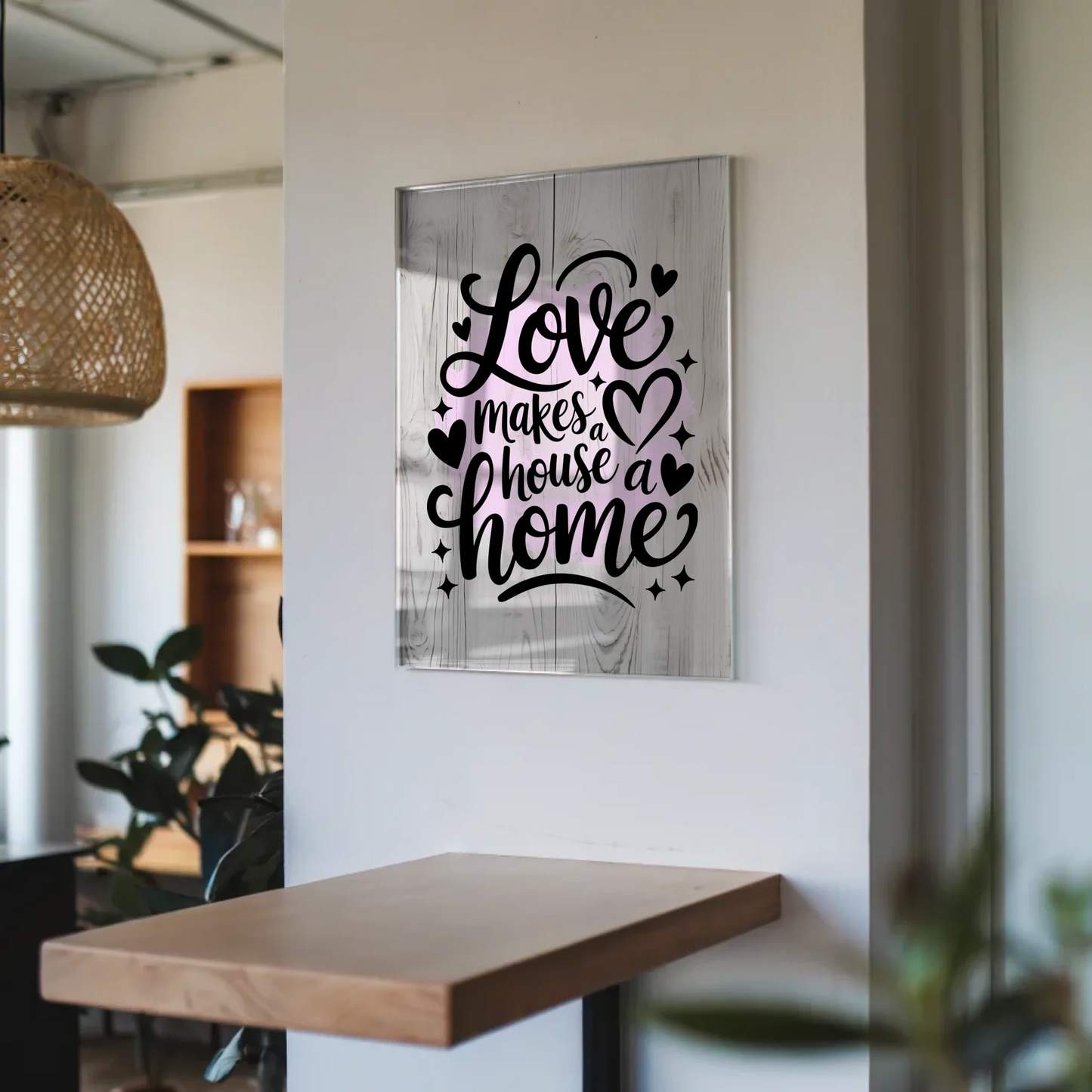 Bild Acrylglas Love Makes a House a Home Geschenk