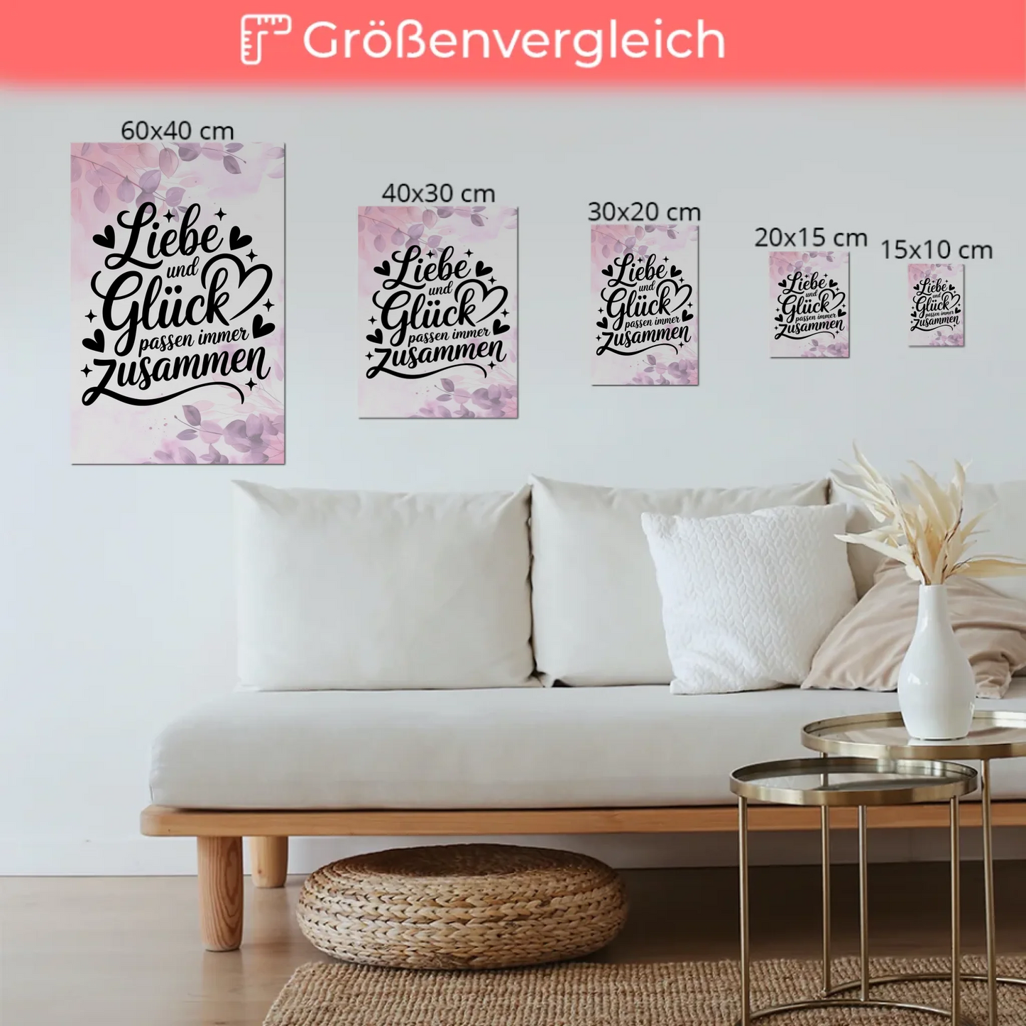 Spruch Fotoboard Magnet Wandbild Liebe Glück Geschenk