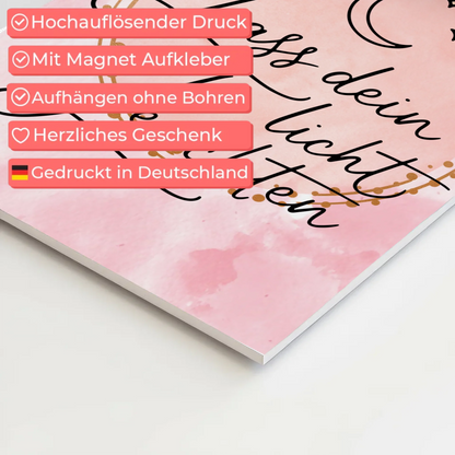 Sprüche Poster Magnetisch Affirmation Lass dein Licht leuchten