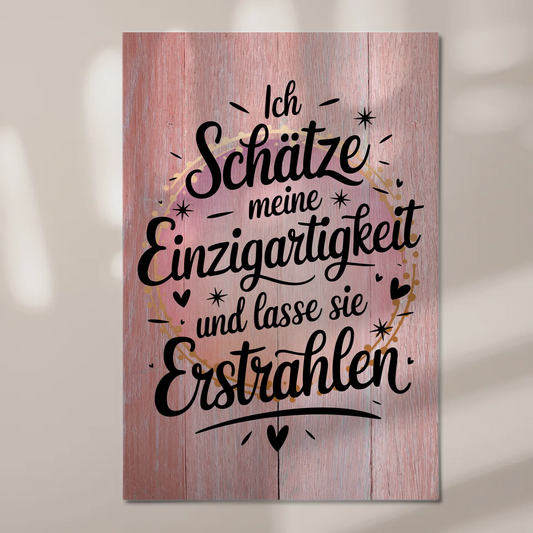 Affirmation Magnet Poster Positiv Einzigartigkeit Erstrahlen