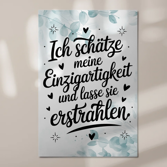 Magnetisches Wandbild Spruch Affirmation Einzigartigkeit