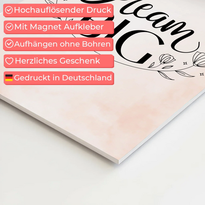 Spruch Fotoboard Magnet Wandbild Dream Big Geschenk