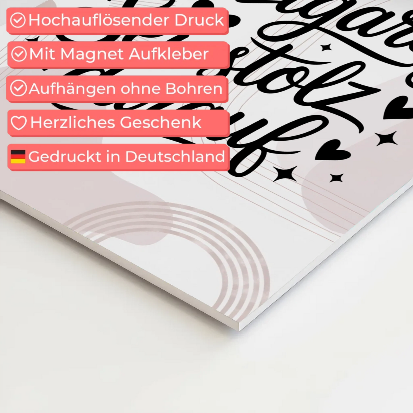 Spruch Fotoboard Magnet Wandbild - Du bist einzigartig