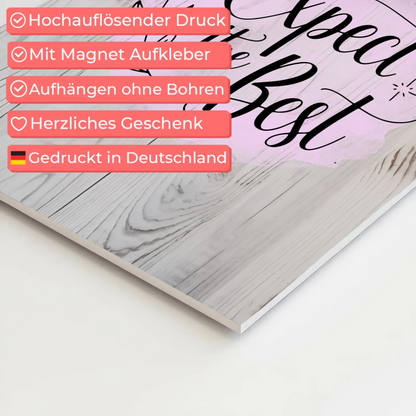 Magnet Poster mit Spruch Expect the Best personalisiert