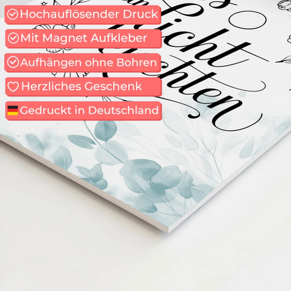 Spruch Fotoboard Magnet Wandbild Lass dein Licht leuchten