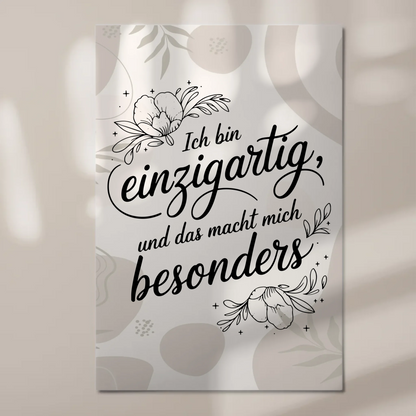 Magnetisches Sprüche Poster Affirmation Ich bin Einzigartig