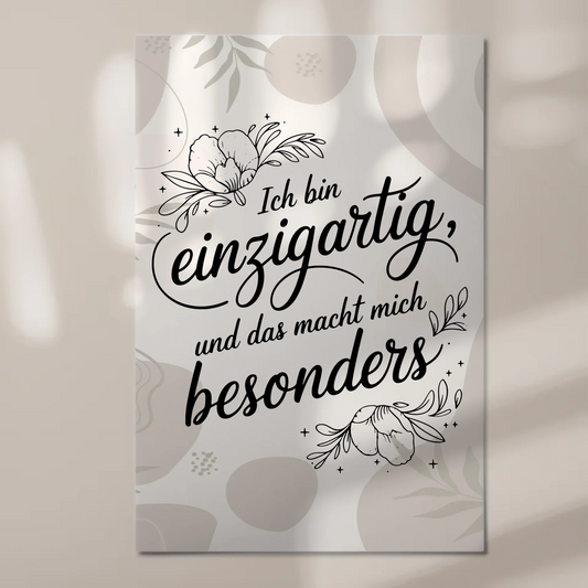 Magnetisches Sprüche Poster Affirmation Ich bin Einzigartig