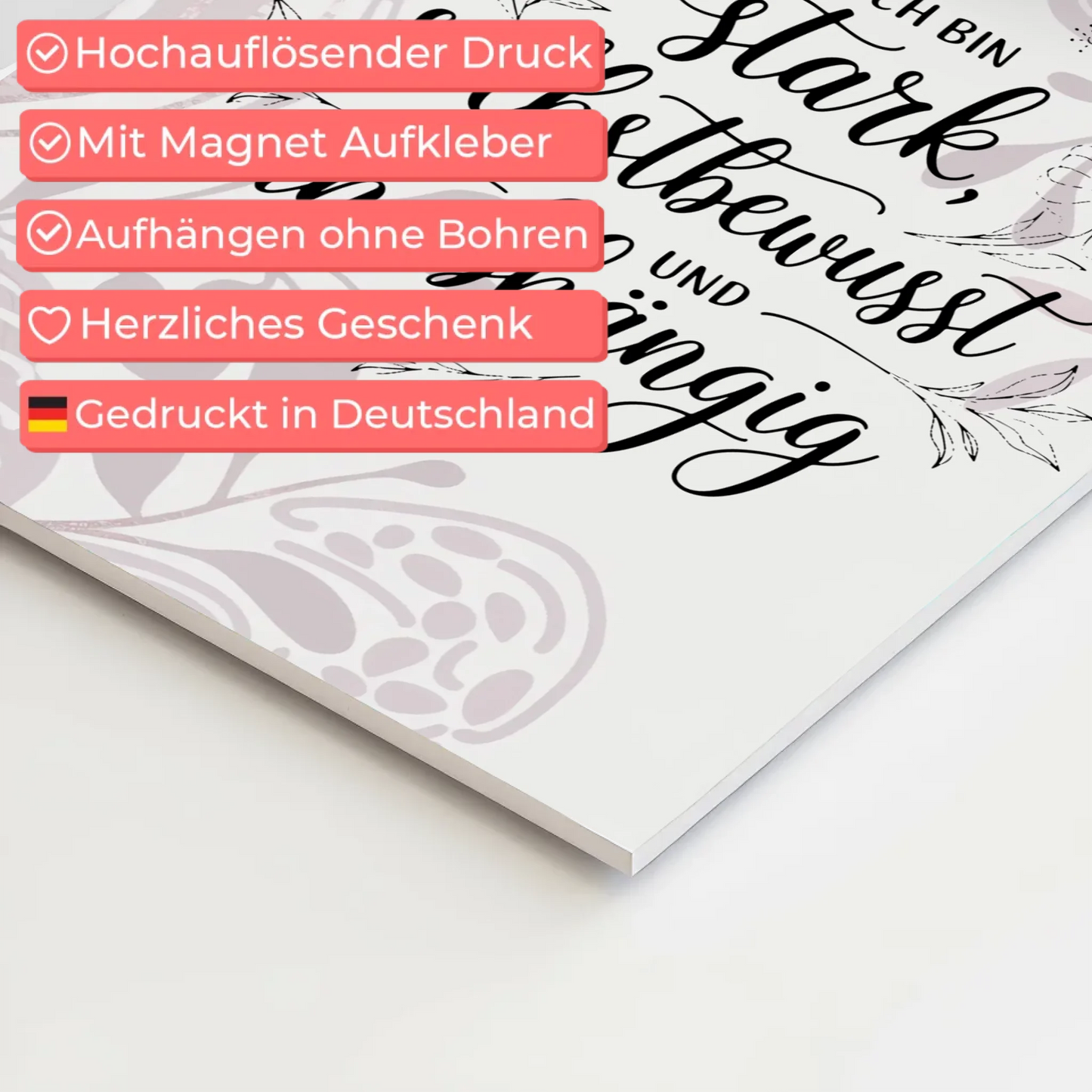 Affirmation Magnet Poster Ich bin stark selbstbewusst