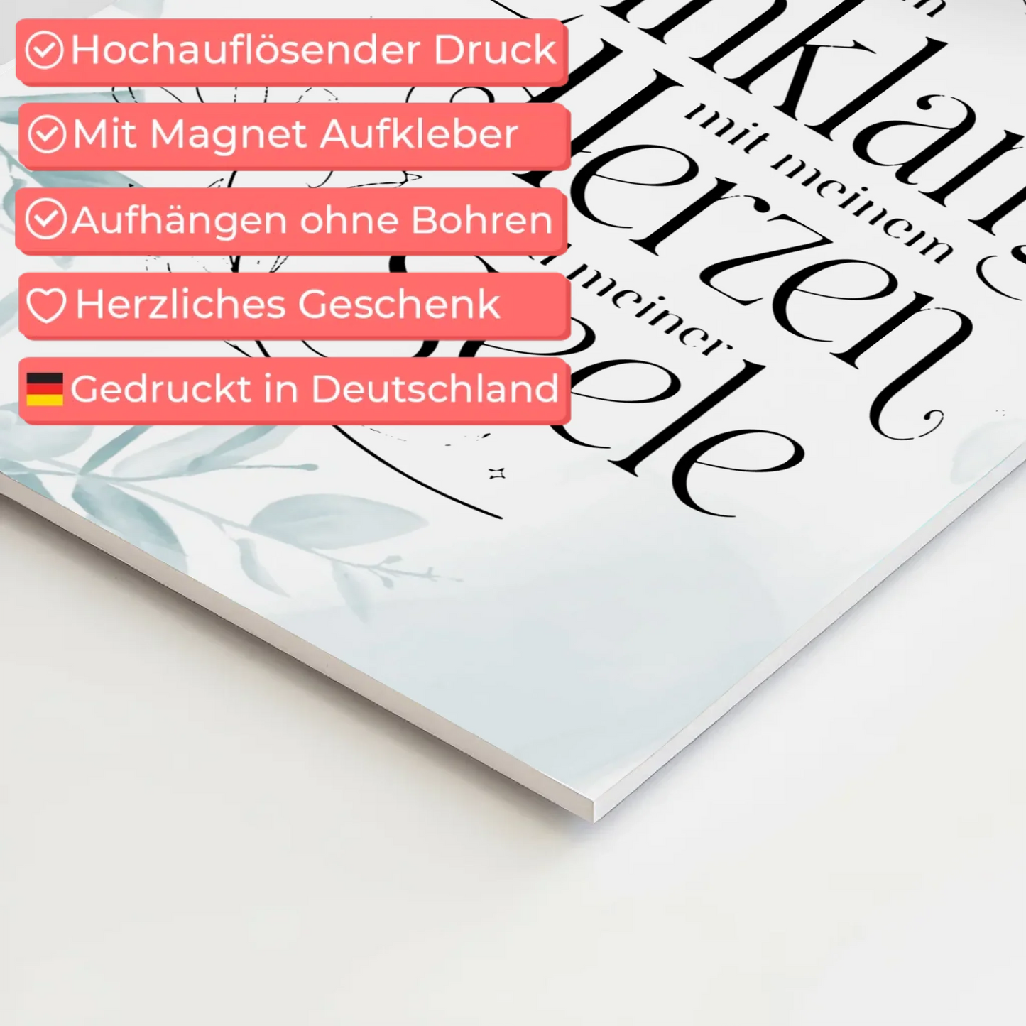 Magnetisches Wandbild Spruch Affirmation Herz Seele Fotoboard