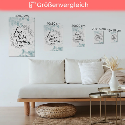 Spruch Fotoboard Magnet Wandbild Lass dein Licht leuchten