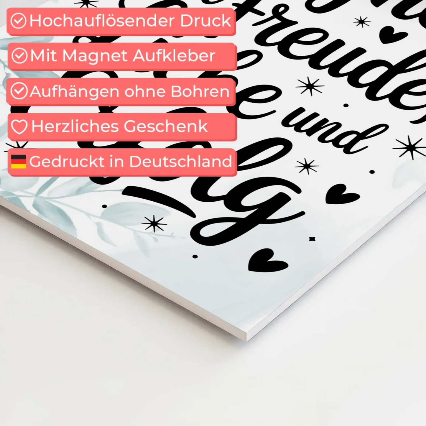 Affirmation Magnet Poster - Positiv: Freude, Liebe, Erfolg