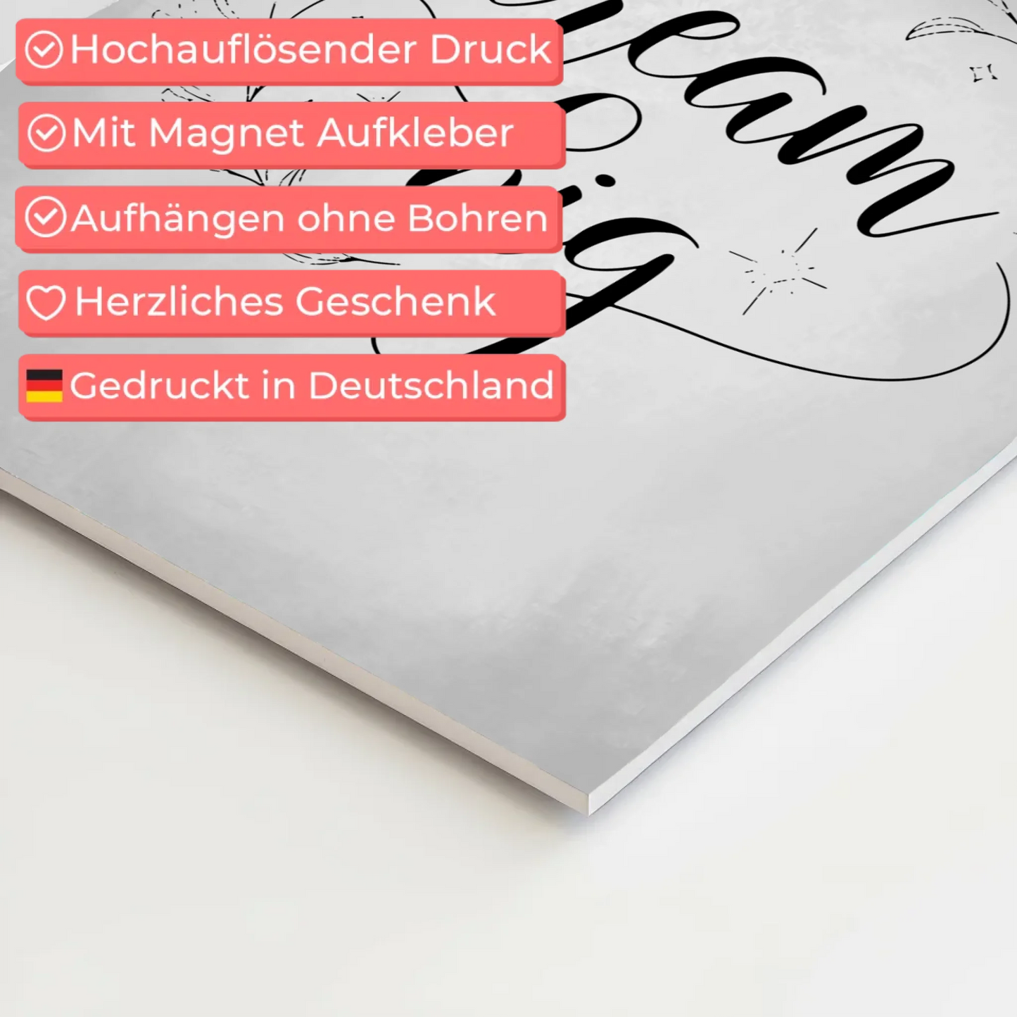 Sprüche Poster Magentisch Dream Big personalisiert