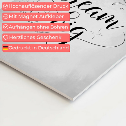 Sprüche Poster Magentisch Dream Big personalisiert
