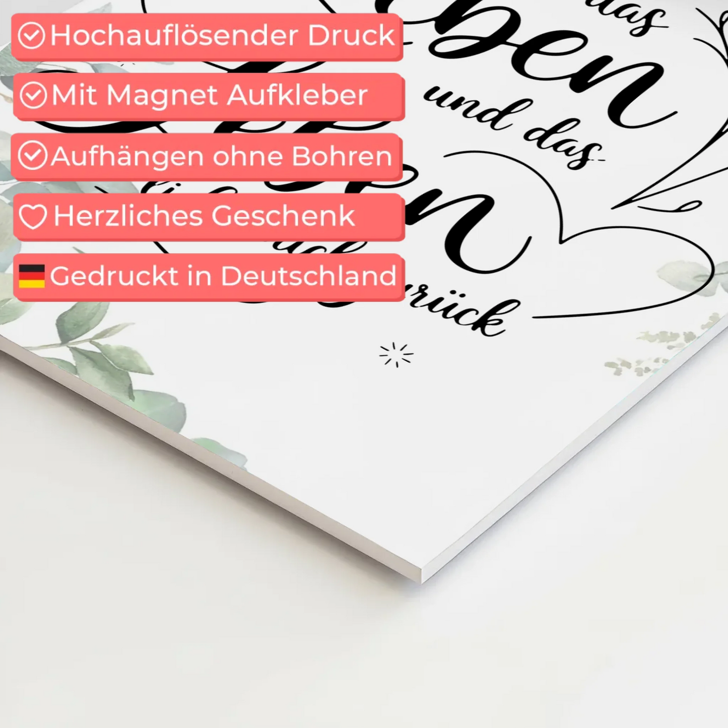 Affirmation Magnet Poster Spruch Ich liebe das Leben