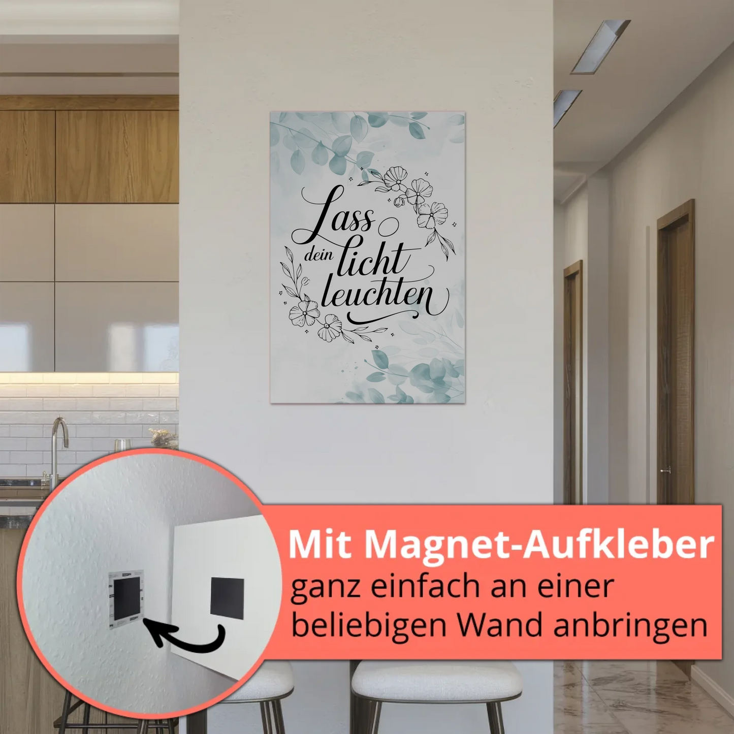 Spruch Fotoboard Magnet Wandbild Lass dein Licht leuchten