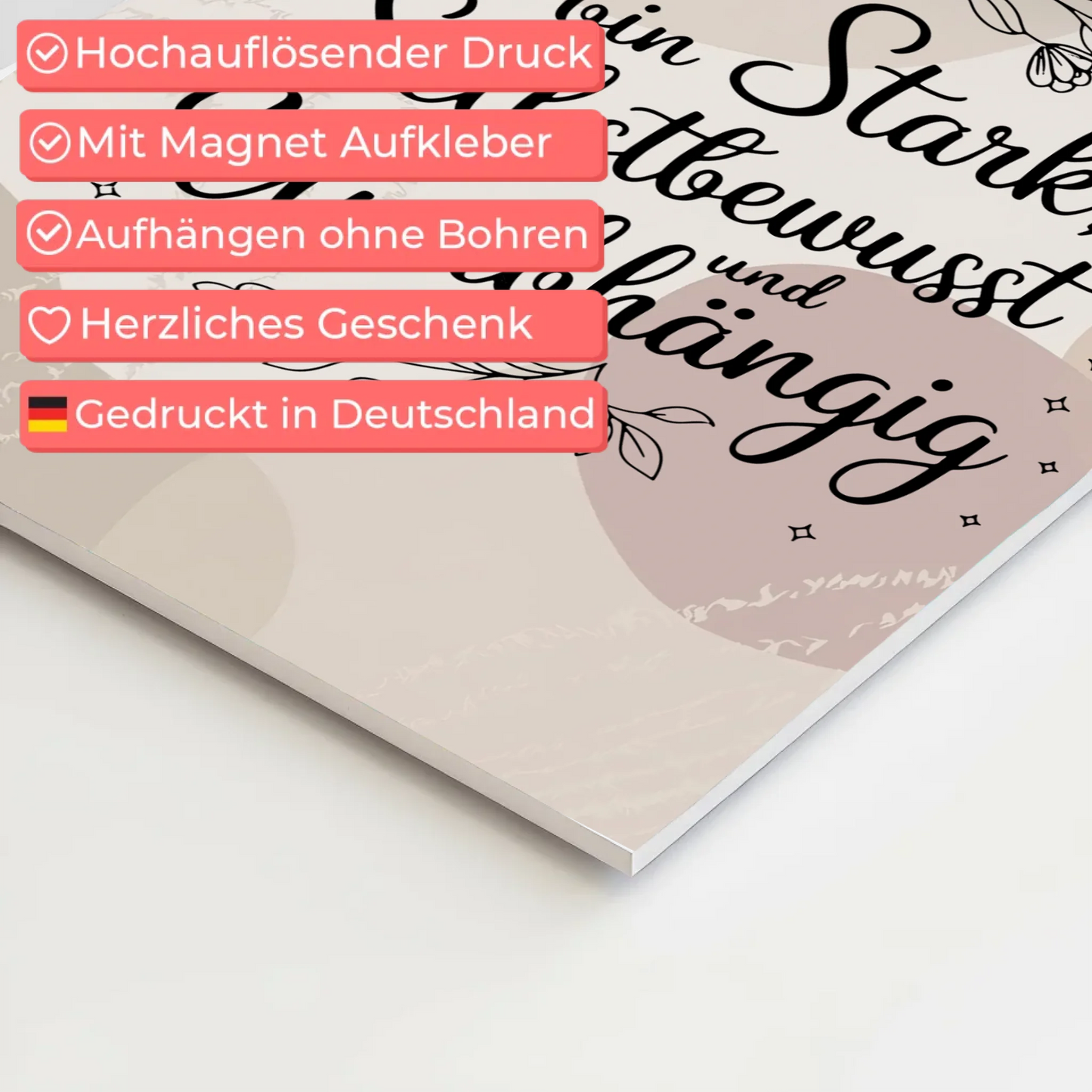 Spruch Affirmation Magnet Wandbild Ich bin stark positiv