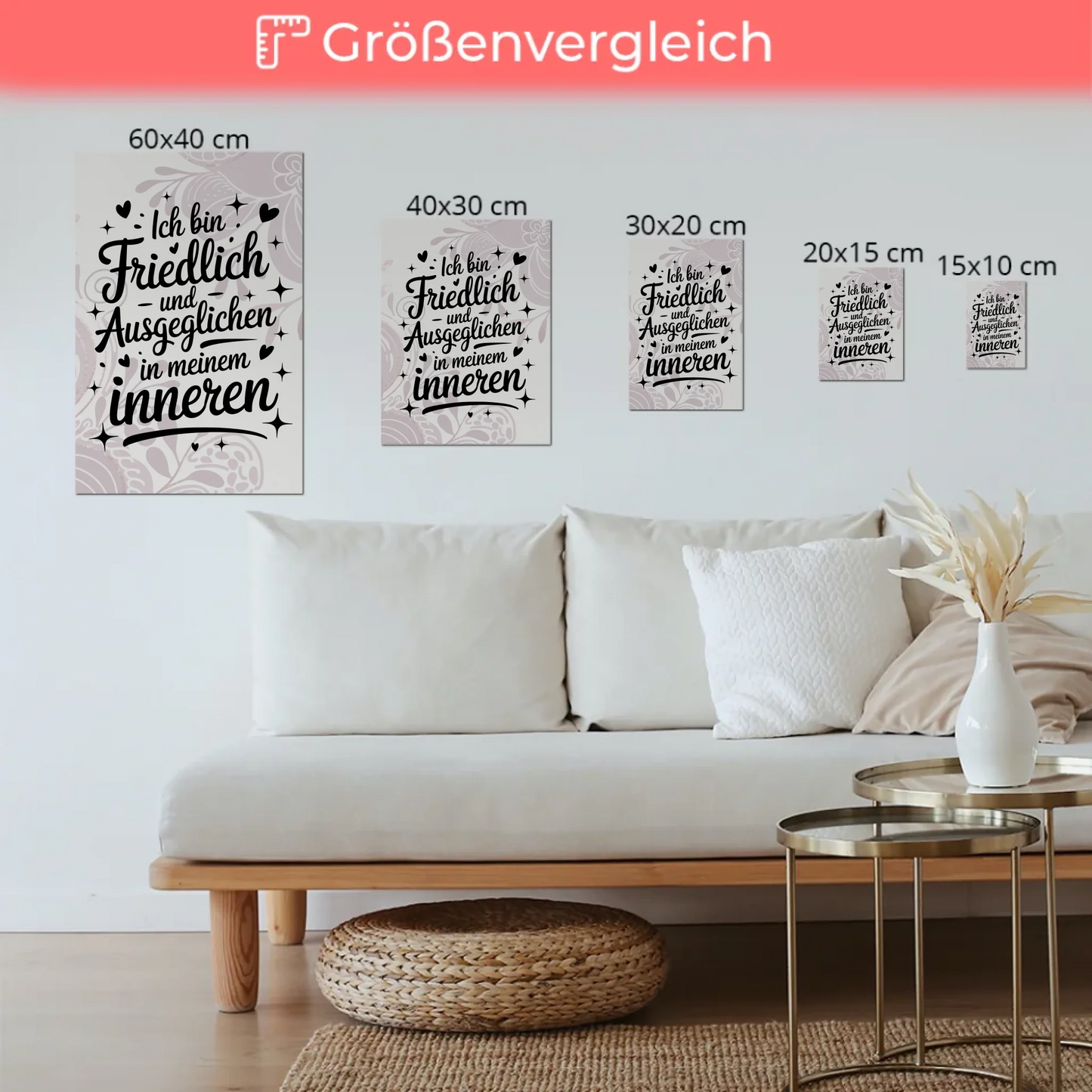 Positives Wandbild Magnet: Ich bin friedlich und ausgeglichen
