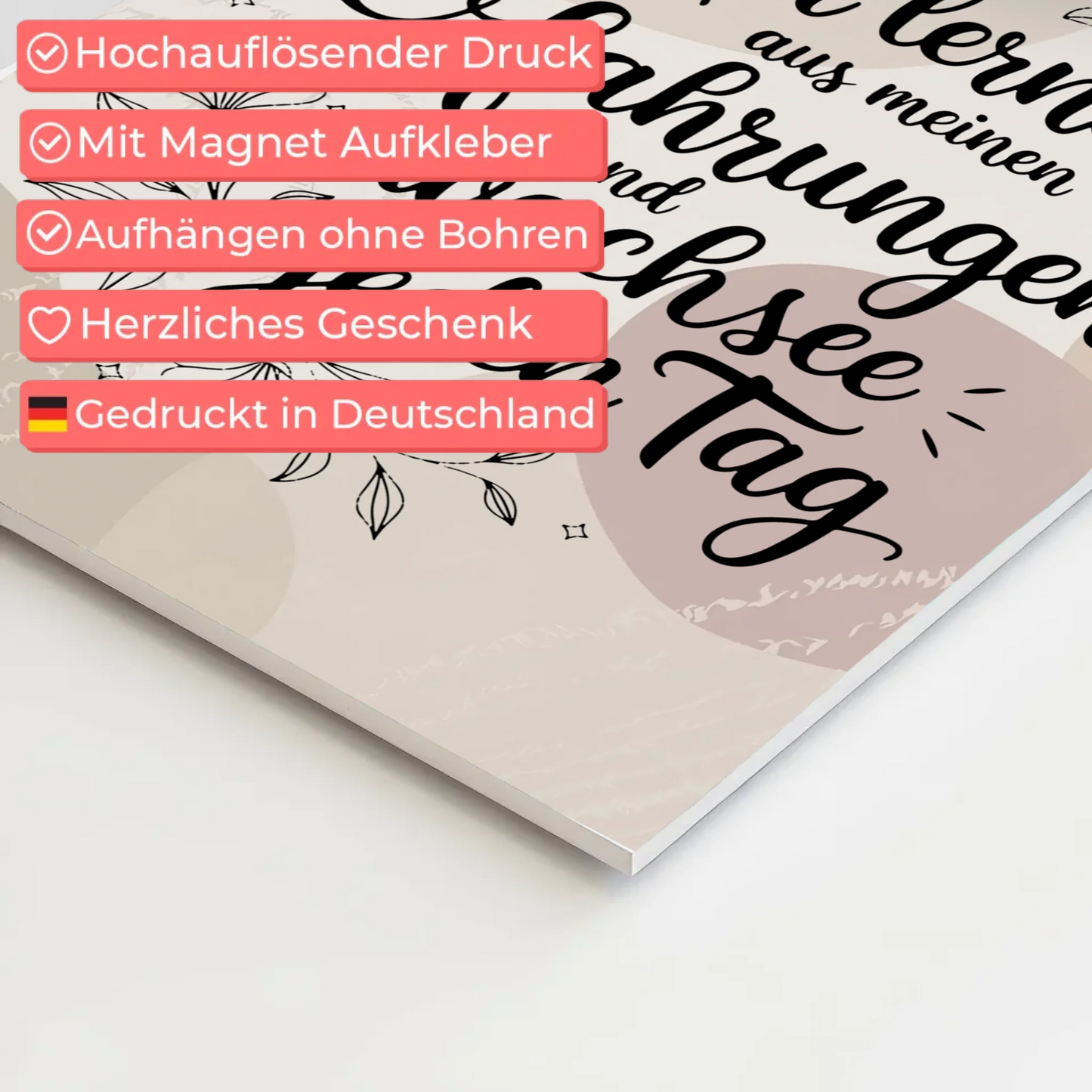 Affirmation Magnet Poster Spruch Ich lerne und wachse