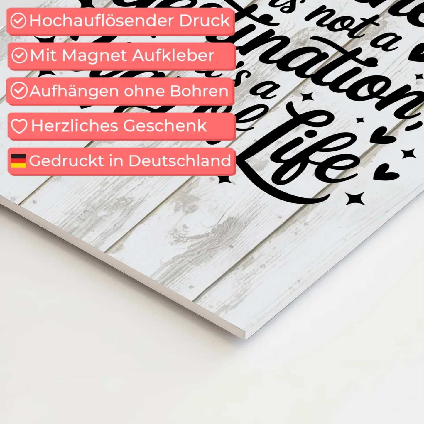 Magnet Poster mit Spruch Happiness is not a destination