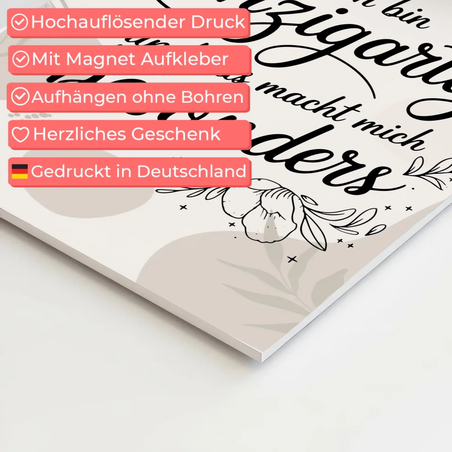 Magnetisches Sprüche Poster Affirmation Ich bin Einzigartig