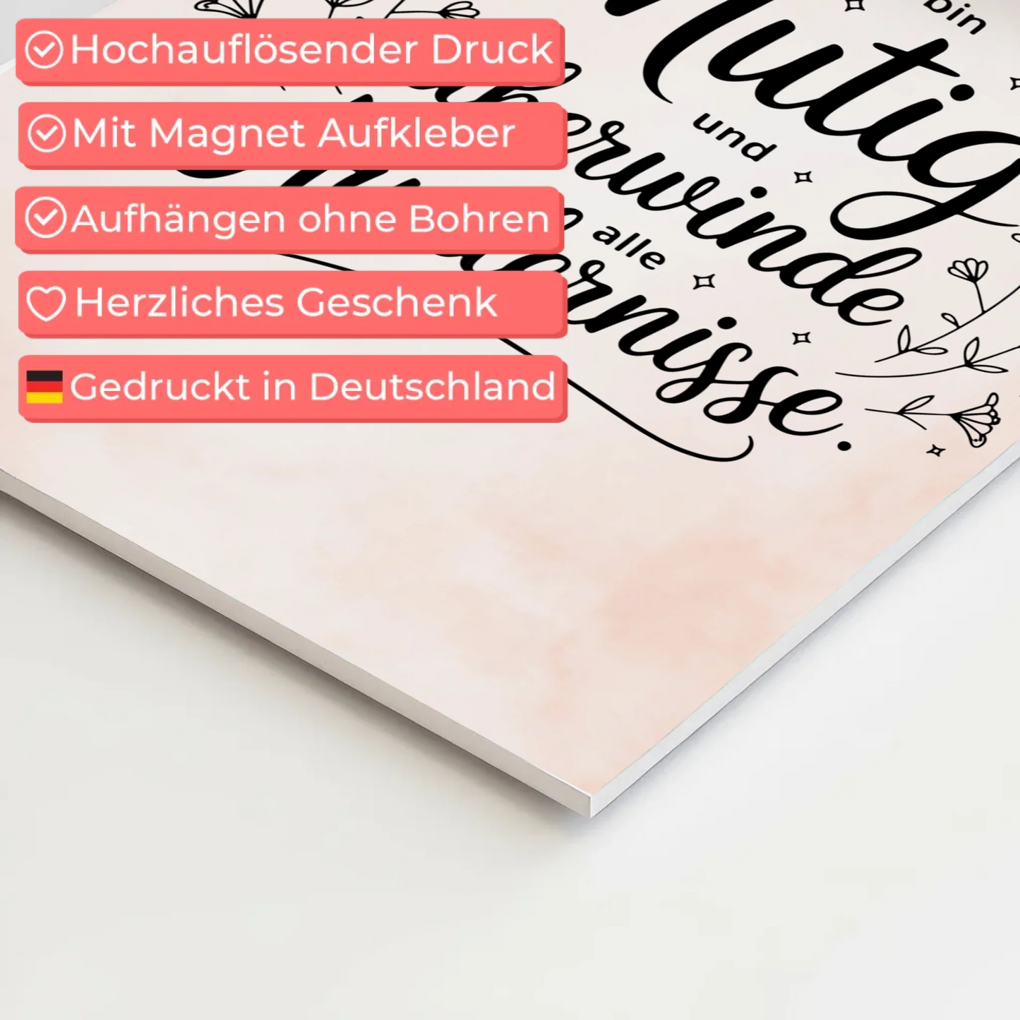 Affirmation Magnet Wandbild Ich bin mutig und stark