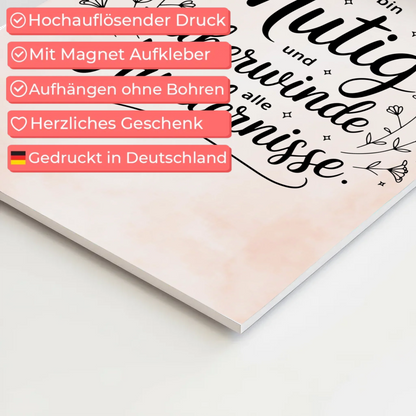 Affirmation Magnet Wandbild Ich bin mutig und stark