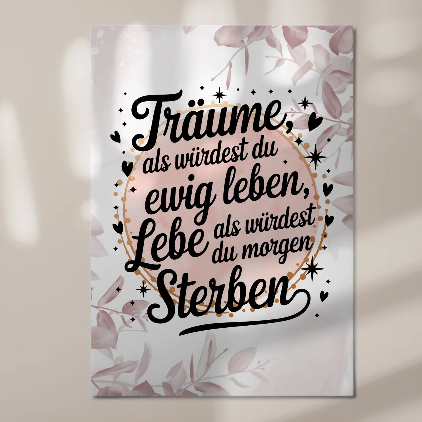 Magnet Poster Spruch Träume Lebe Ewig Leben Morgen Fotoboard