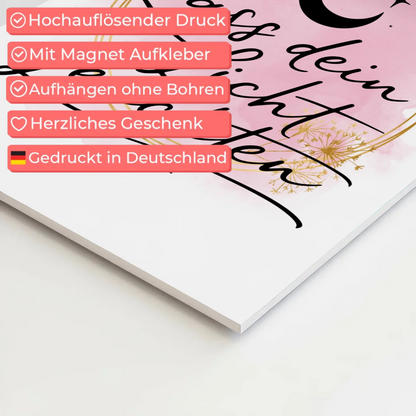 Magnet Poster mit Spruch Affirmation Lass dein Licht leuchten