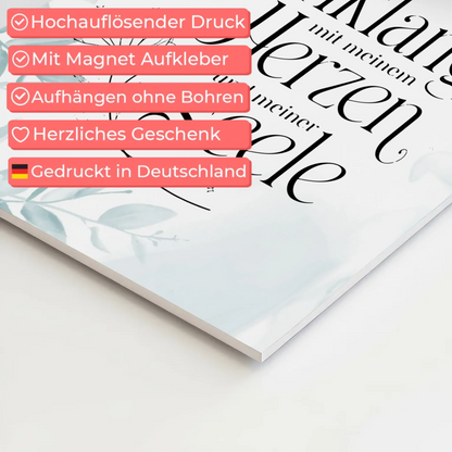 Magnetisches Wandbild Spruch Affirmation Herz Seele Fotoboard