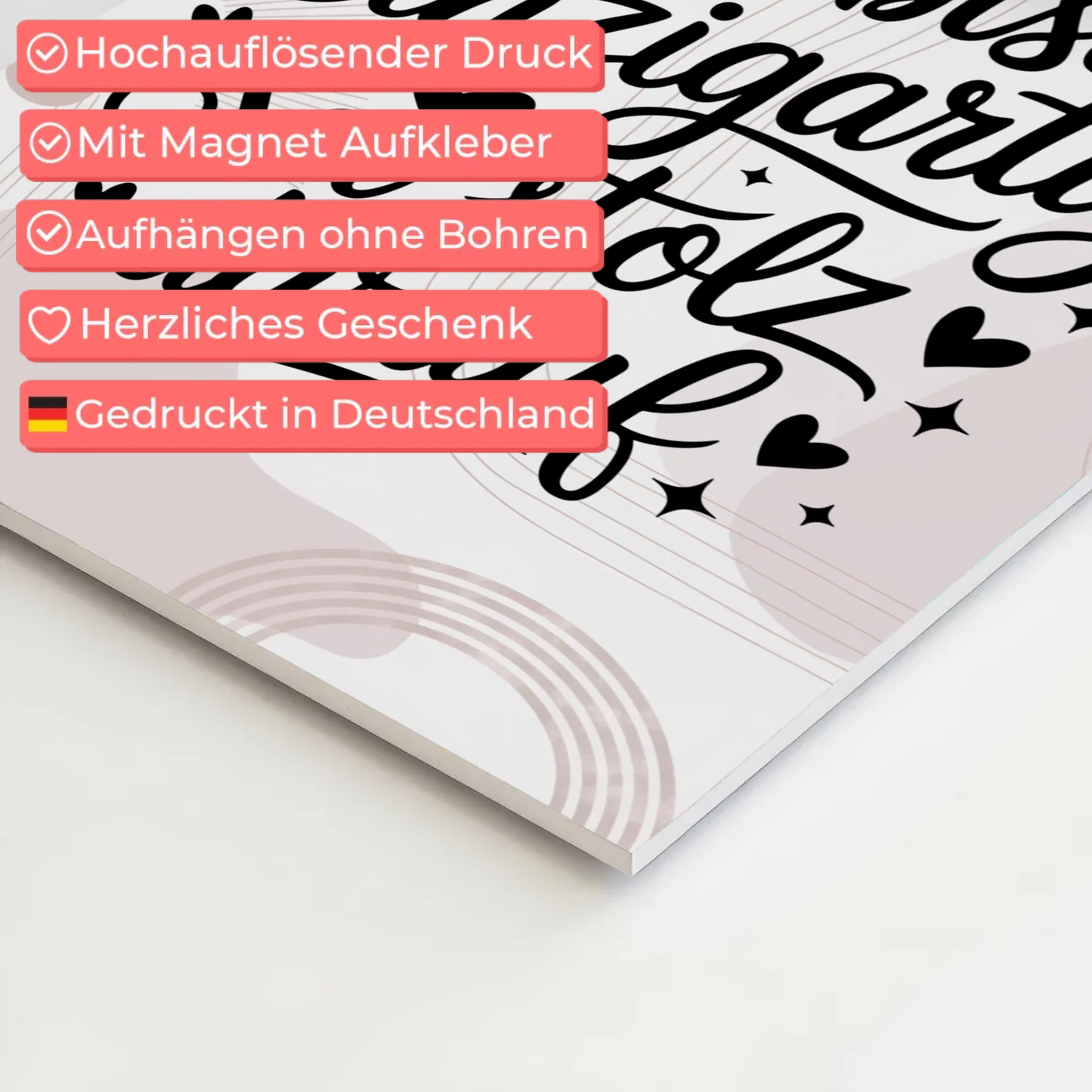 Spruch Fotoboard Magnet Wandbild - Du bist einzigartig