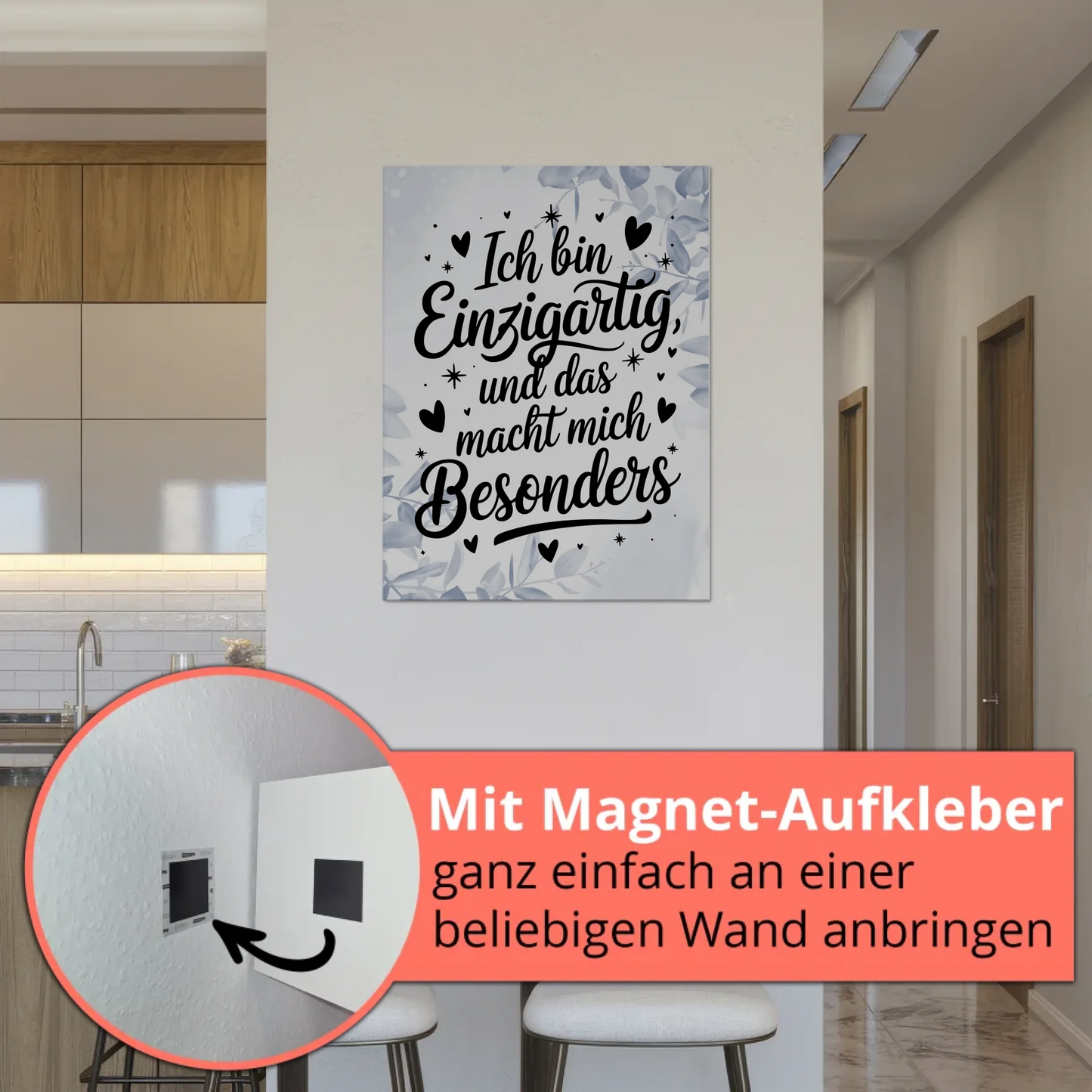 Spruch Affirmation Magnet Wandbild Ich bin einzigartig positiv