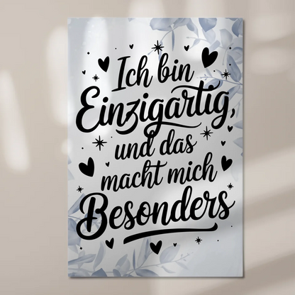 Spruch Affirmation Magnet Wandbild Ich bin einzigartig positiv