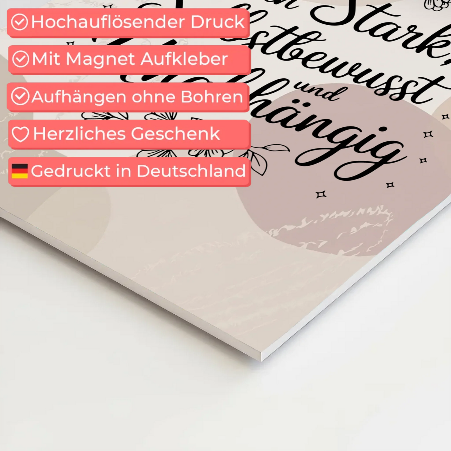 Spruch Affirmation Magnet Wandbild Ich bin stark positiv