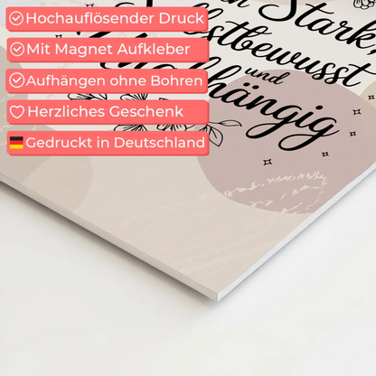 Spruch Affirmation Magnet Wandbild Ich bin stark positiv
