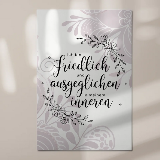 Affirmation Magnet Wandbild Ich bin friedlich und ausgeglichen