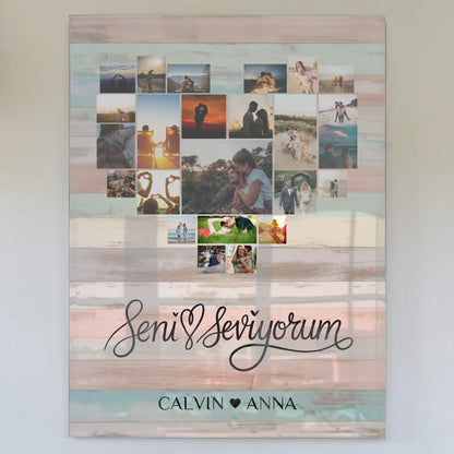 Personalisiertes Acrylglas Bild Liebe Fotocollage Seni Seviyorum