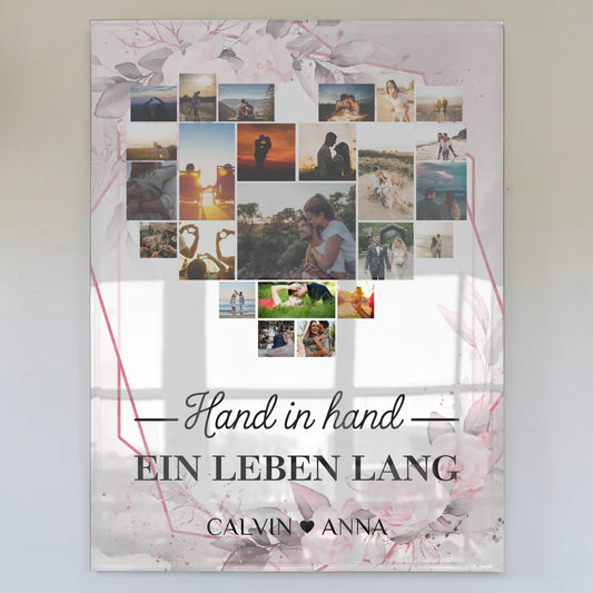 Acrylglas Bild Liebe Fotocollage Hand in Hand Geschenk