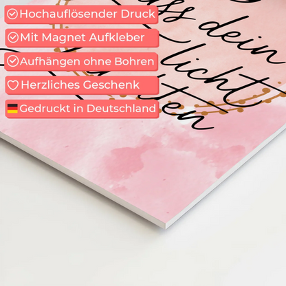 Sprüche Poster Magnetisch Affirmation Lass dein Licht leuchten