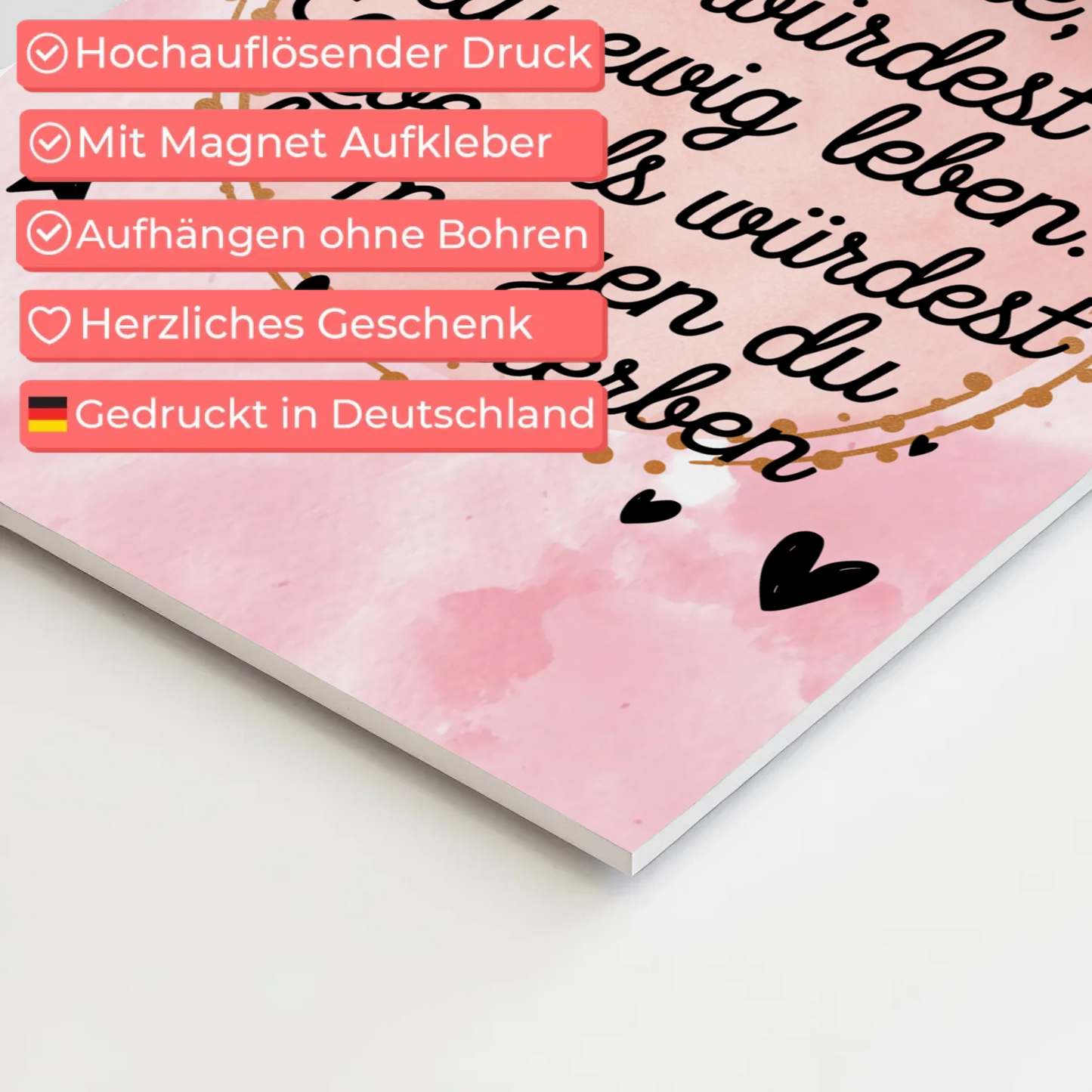 Magnet Poster Spruch Träume Lebe Ewig Leben Morgen