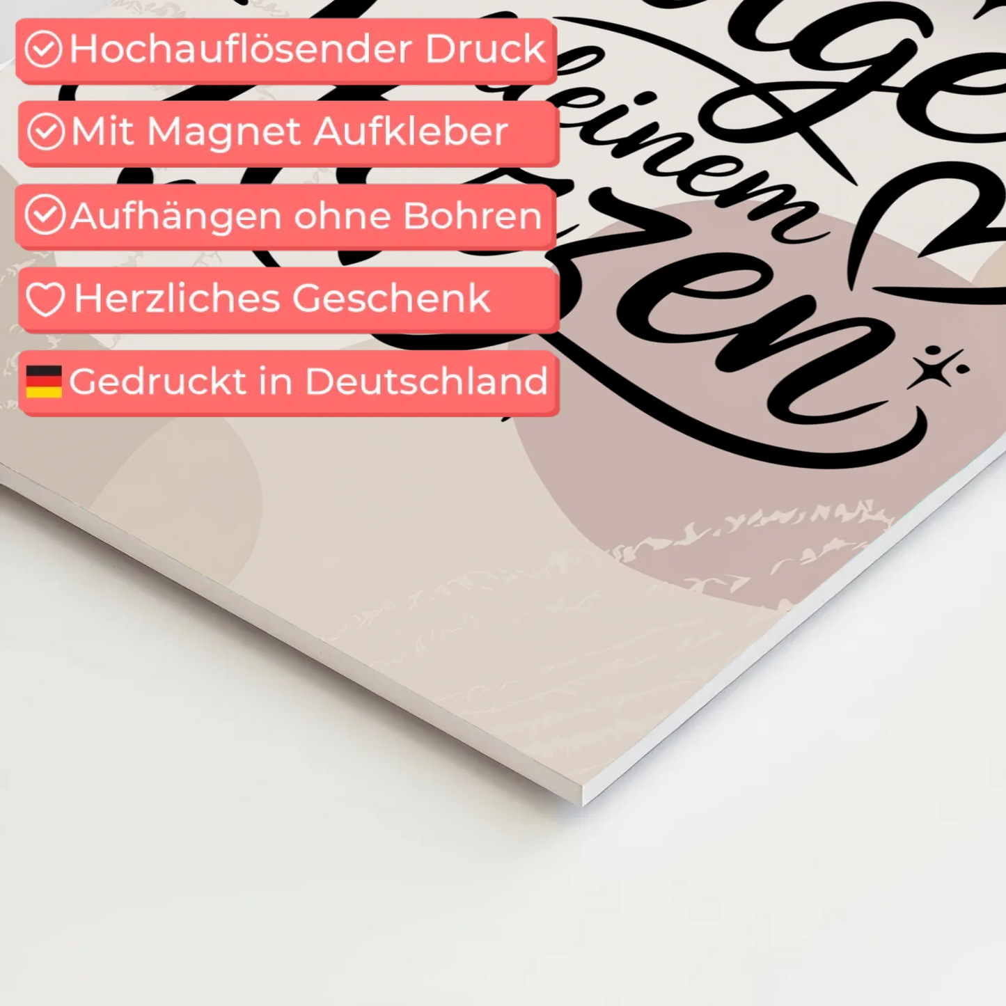 Magnet Poster Spruch Folge deinem Herzen Geschenkidee