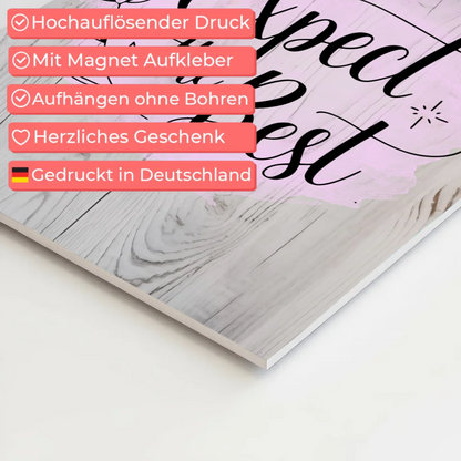 Magnet Poster mit Spruch Expect the Best personalisiert