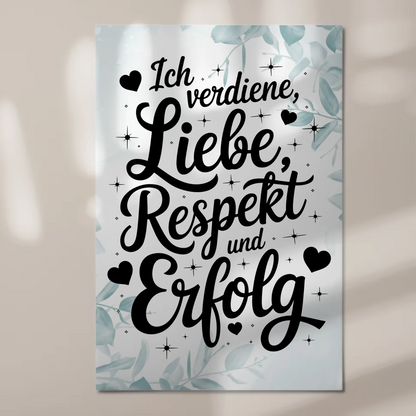 Magnetisches Sprüche Poster Affirmation Liebe Respekt Erfolg