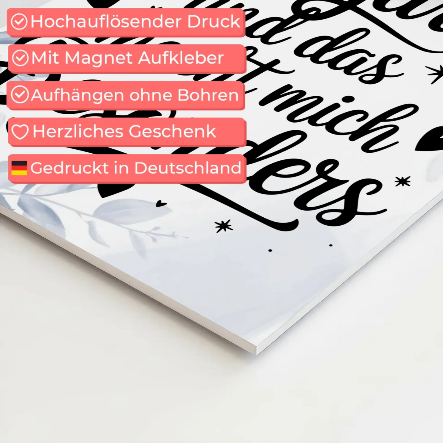 Spruch Affirmation Magnet Wandbild Ich bin einzigartig positiv