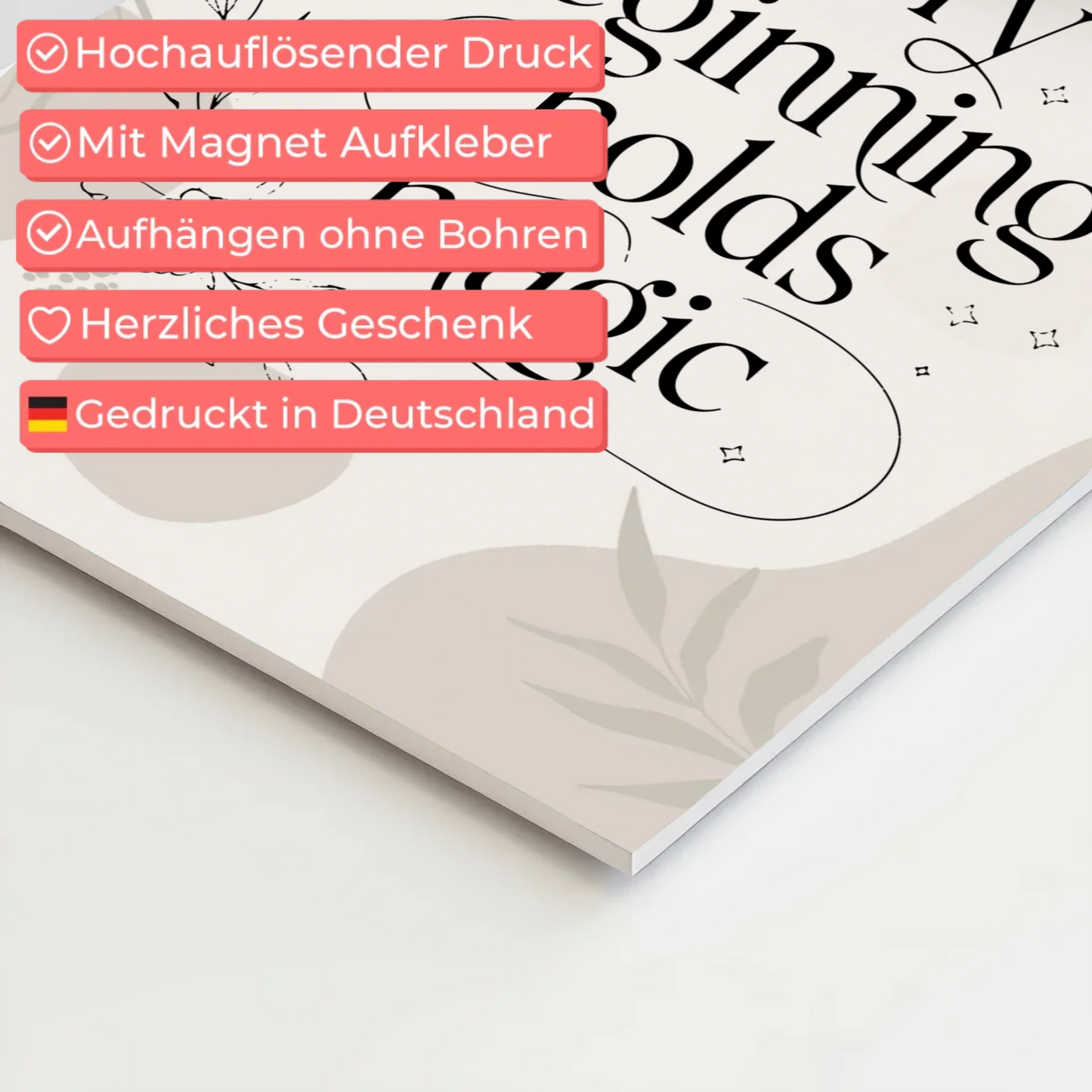 Sprüche Poster Magentisch Every Beginning Holds Magic