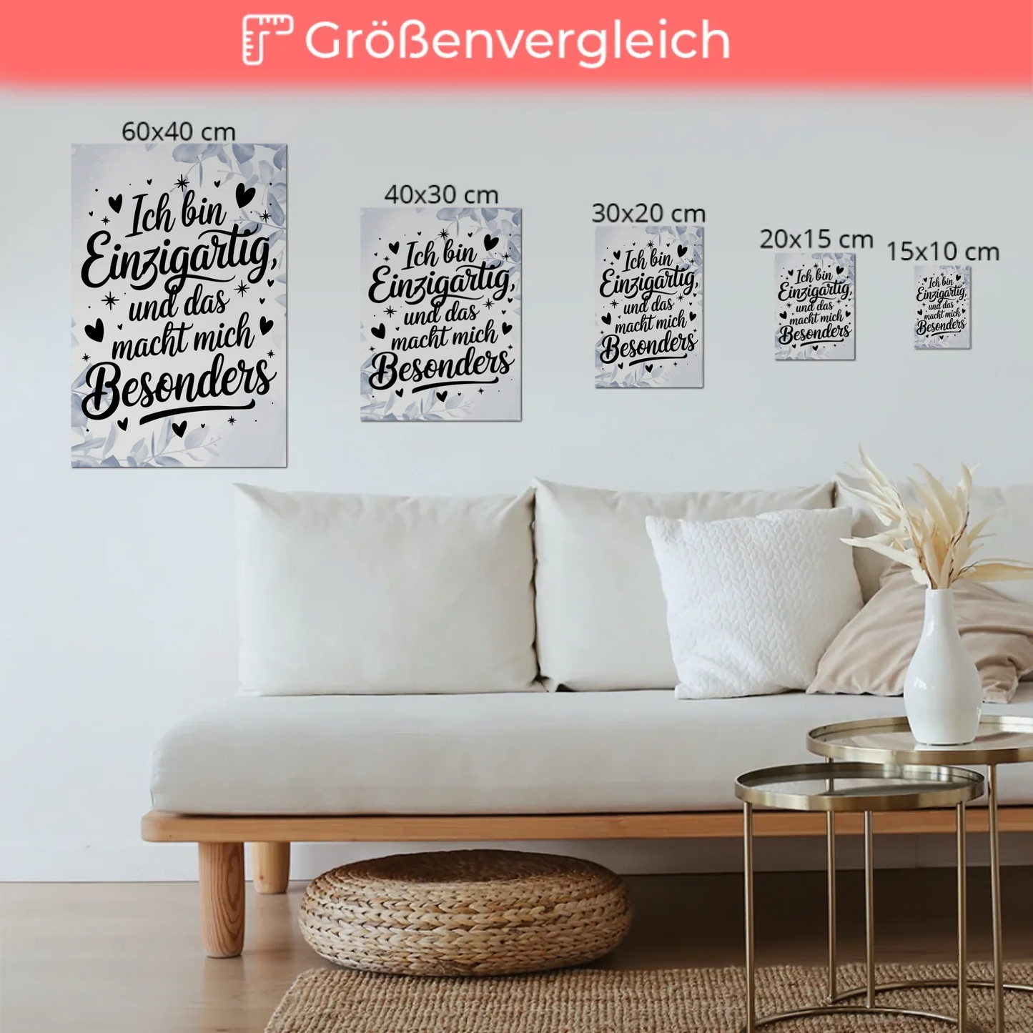 Spruch Affirmation Magnet Wandbild Ich bin einzigartig positiv