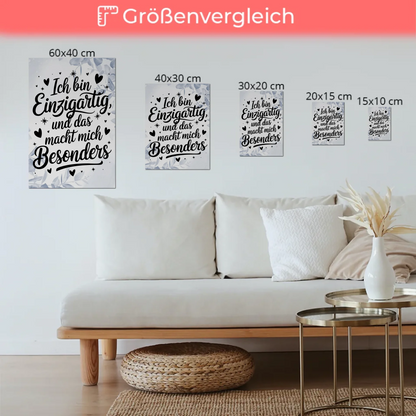 Spruch Affirmation Magnet Wandbild Ich bin einzigartig positiv