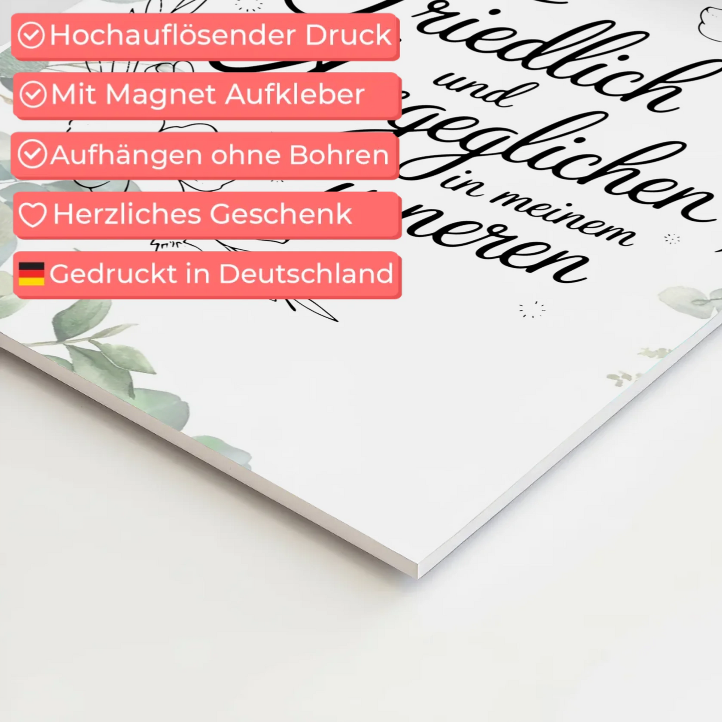 Affirmation Magnet Poster - Positiv: Ich bin friedlich